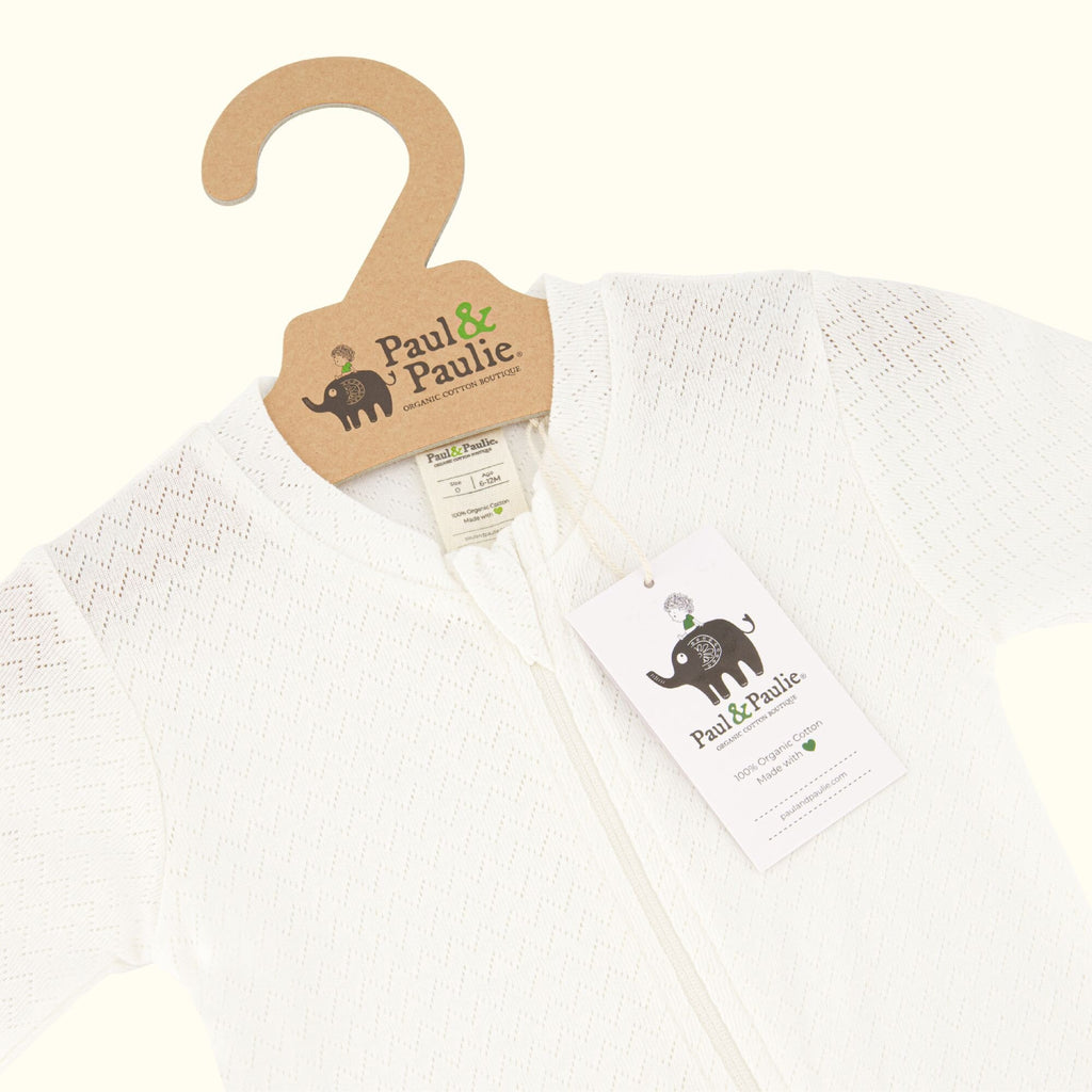 Natural Organic Cotton Pointelle Growsuit with hanger