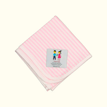 Organic cotton pink and white swaddle blanket front