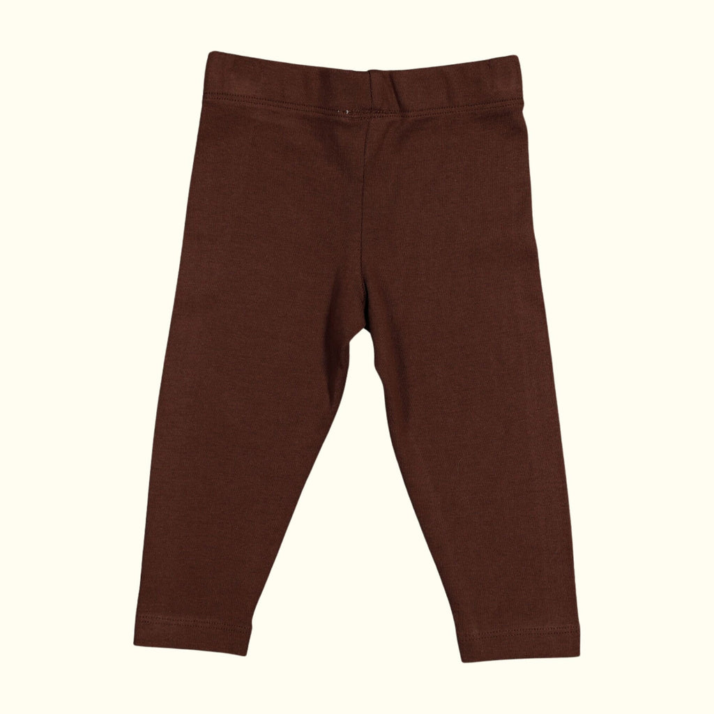 organic cotton chocolate brown leggings front