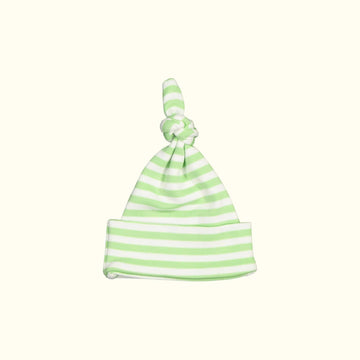 Organic cotton green and white striped beanie