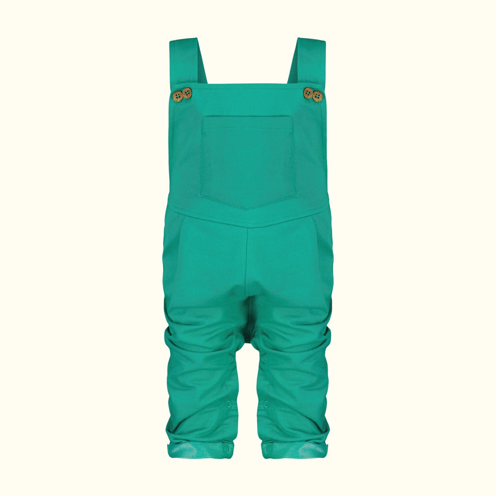 Bush Green Denim Dungarees front