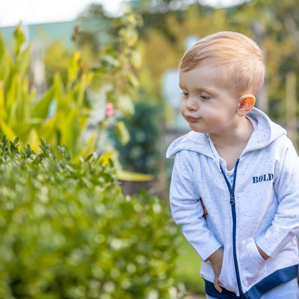 boy wearing organic cotton hoodie