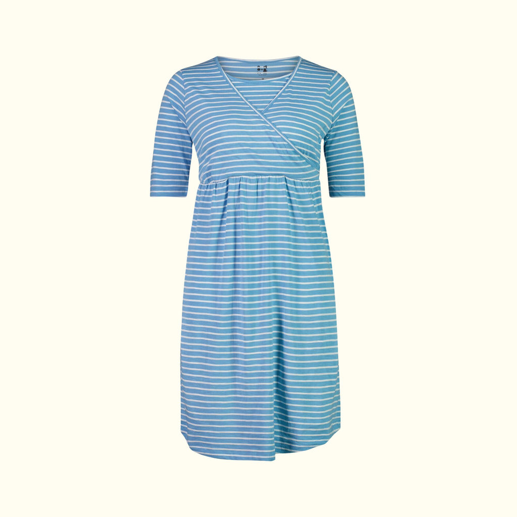 Organic Cotton Turquoise Blue Maternity Dress front