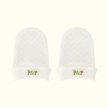 Natural Organic Cotton Pointelle Baby Mittens or Scratch Mittens