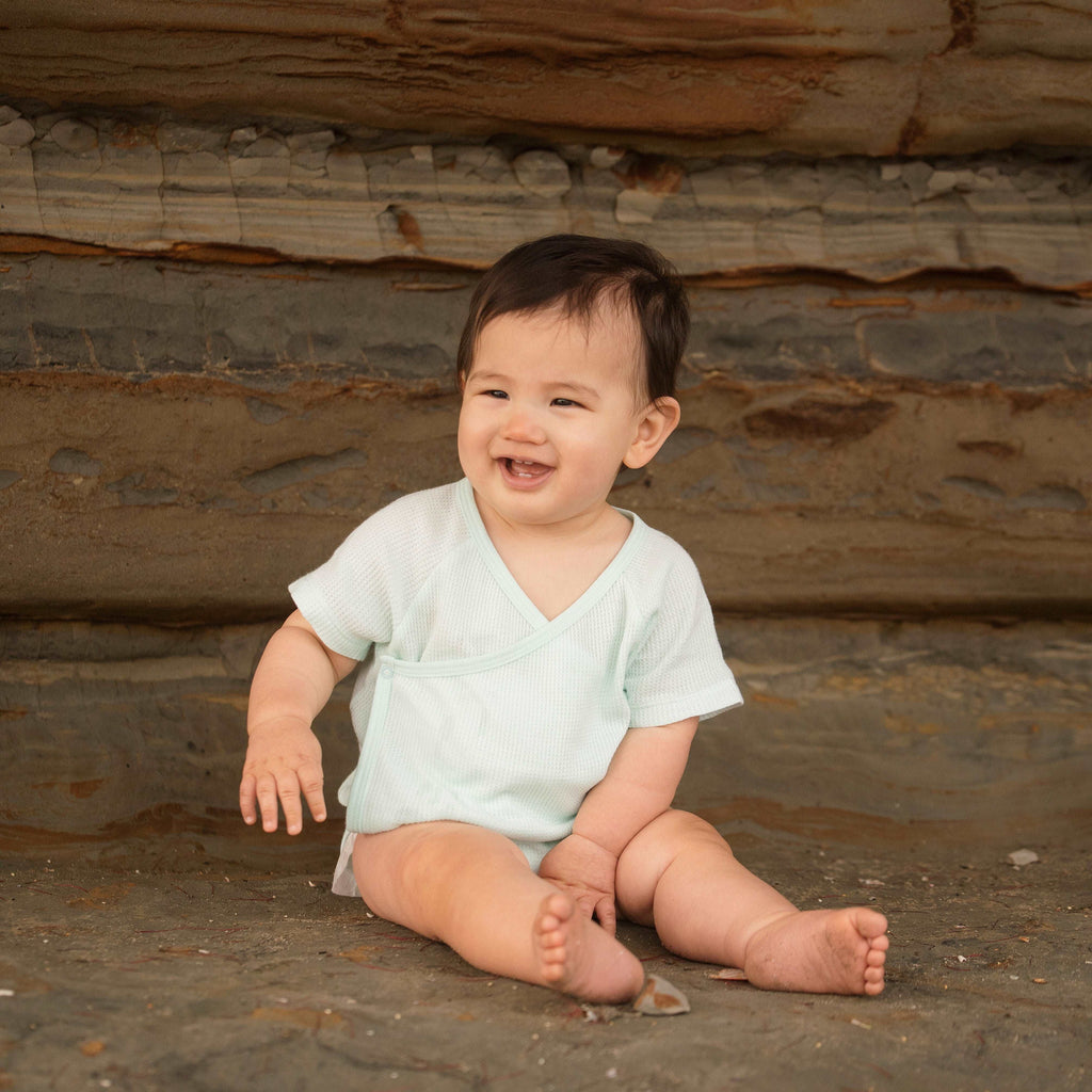 organic cotton mint green kimono bodysuit