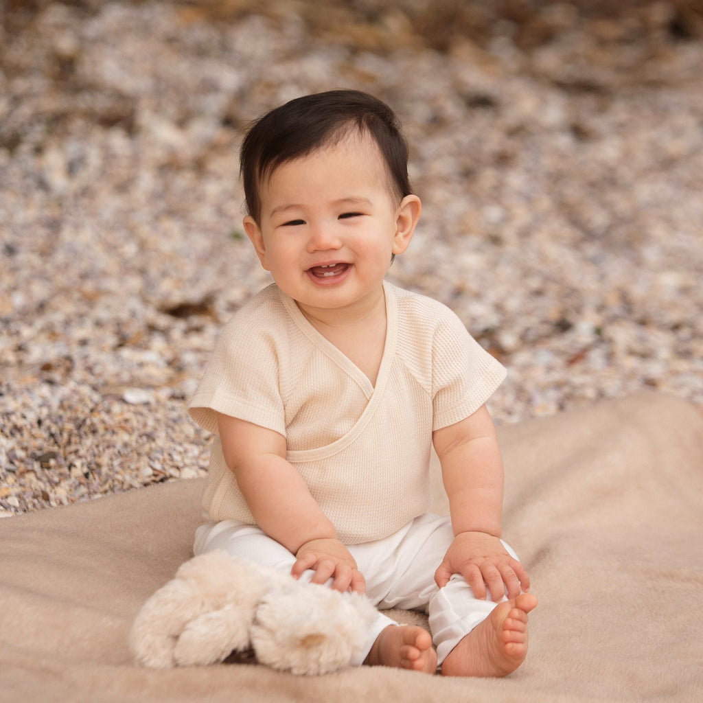 organic cotton sea shell ivory kimono bodysuit