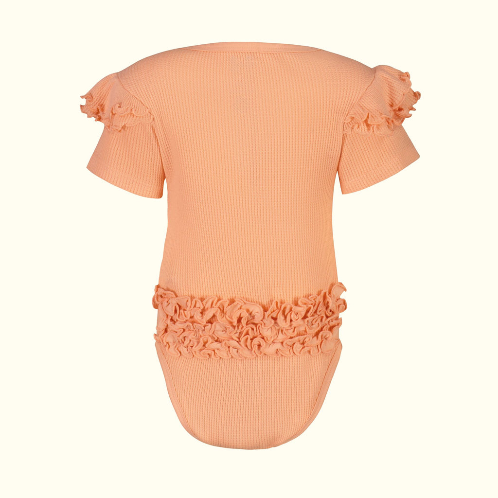 Organic Cotton Peach Ruffled Bodysuit back