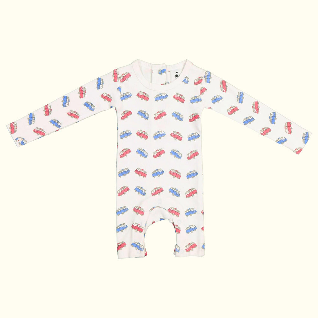 organic cotton jumpsuits vans print front