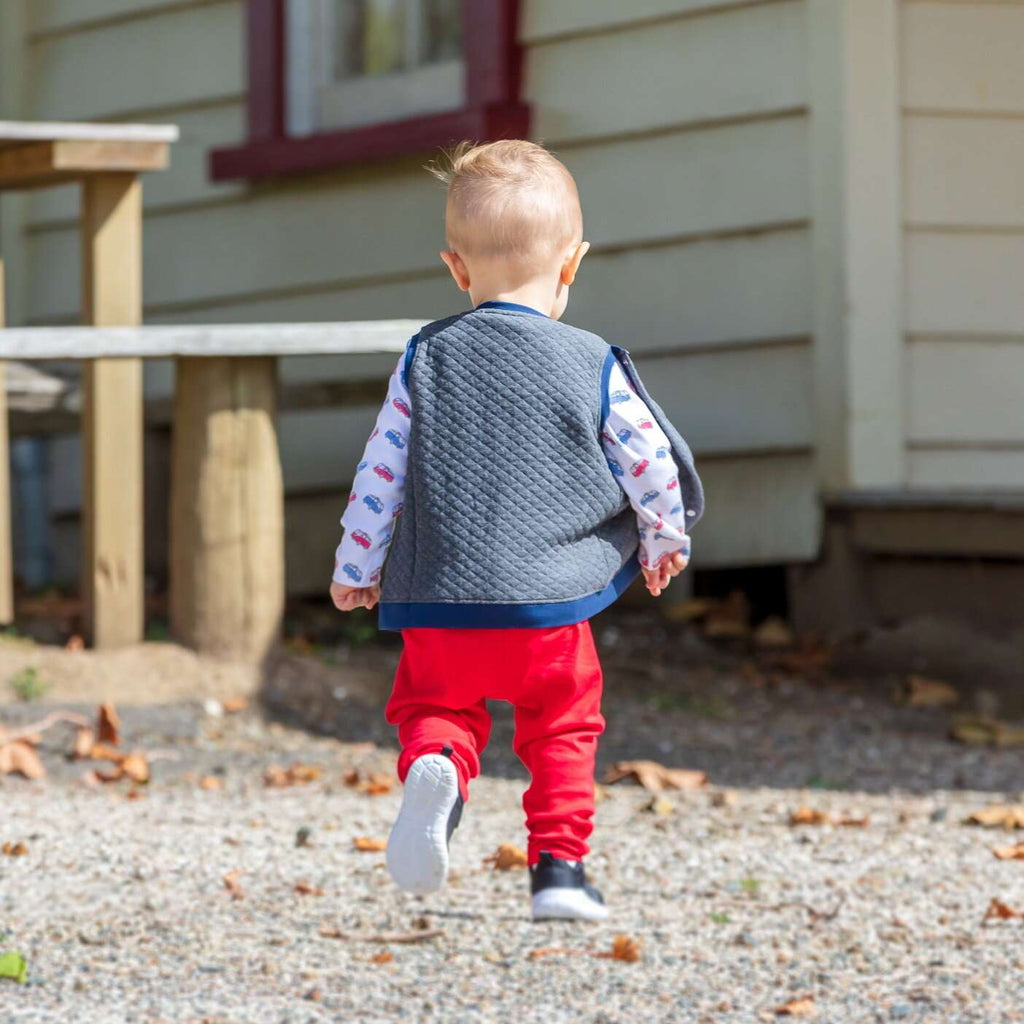 boy wearing organic cotton vest 