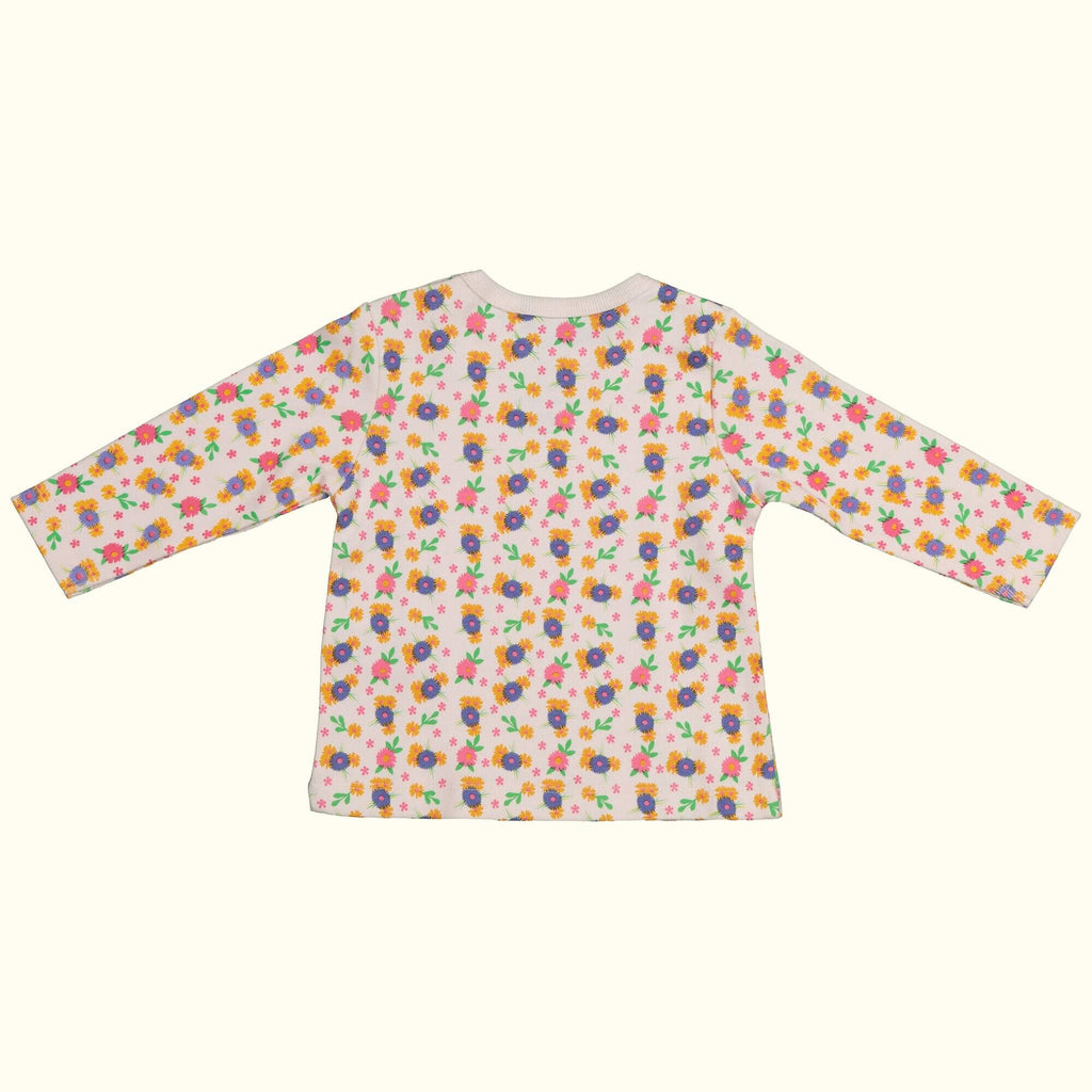 Organic cotton tee shirt wildflowers print back